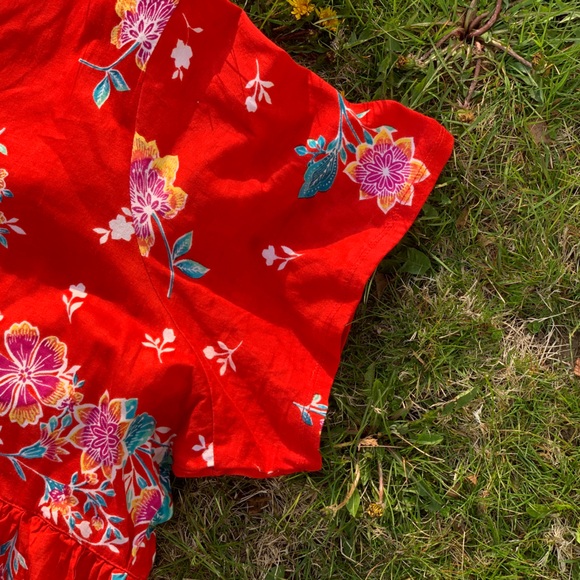 Vibrantly Colored 100% Cotton, Floral Summer MIDI Dress - Picture 5 of 11